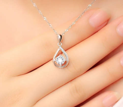 Fashion Jewelry Natural Gemstone Birthstone Round zircon 925 Sterling Silver Princess Wedding Neckla